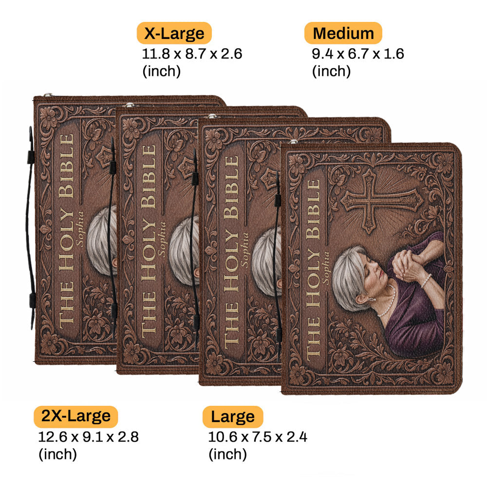 Personalisierte Foto Gebetende alte Frau Leder Bibel Cover Tasche Christliches Geschenk