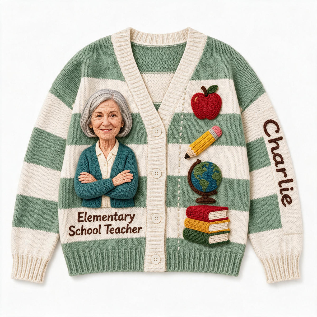Personalized Older Elementary School Teacher Cardigan Sweater Teacher Gift
