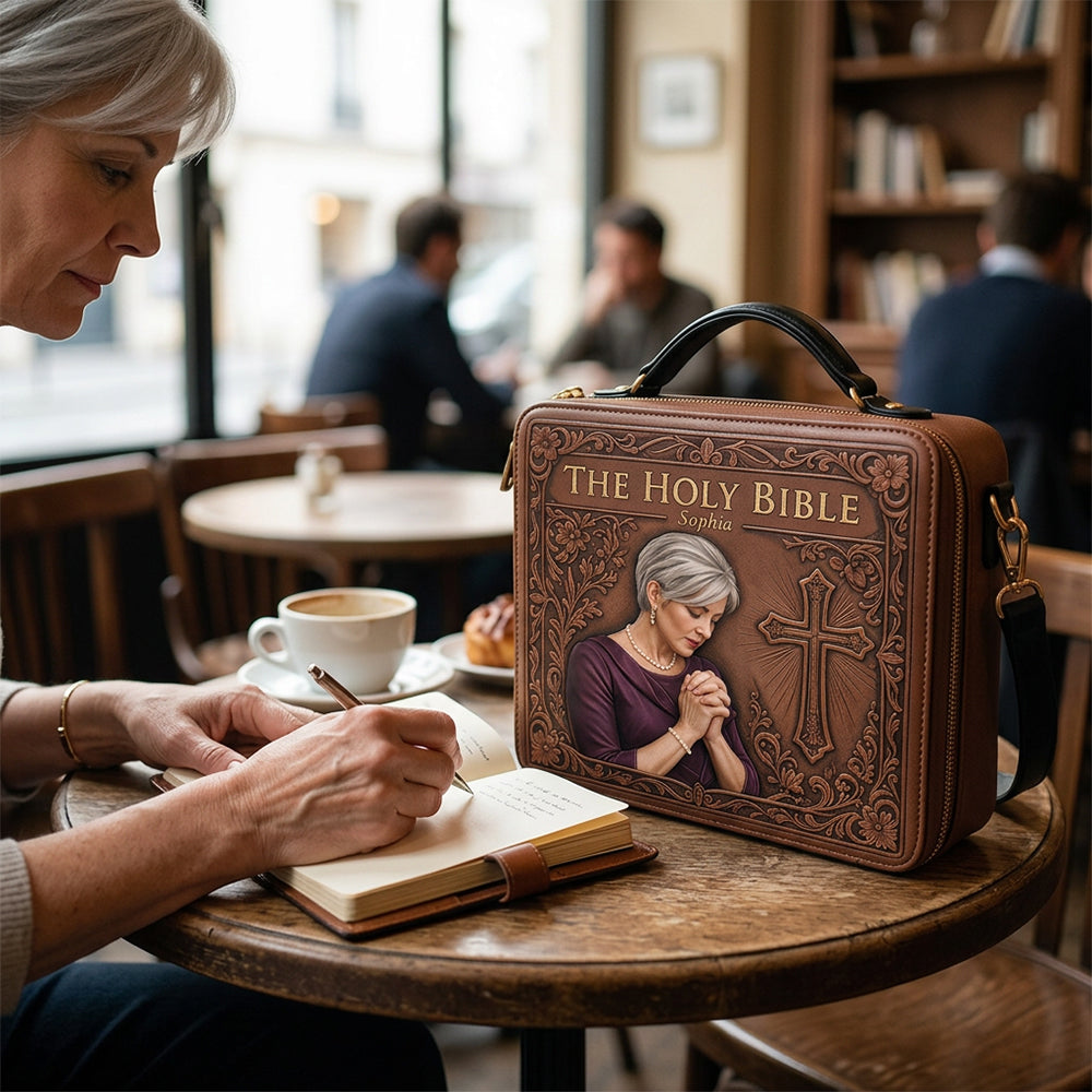 Personalisierte Foto Gebet junge Frau Leder Bibel Cover Tasche Christliches Geschenk