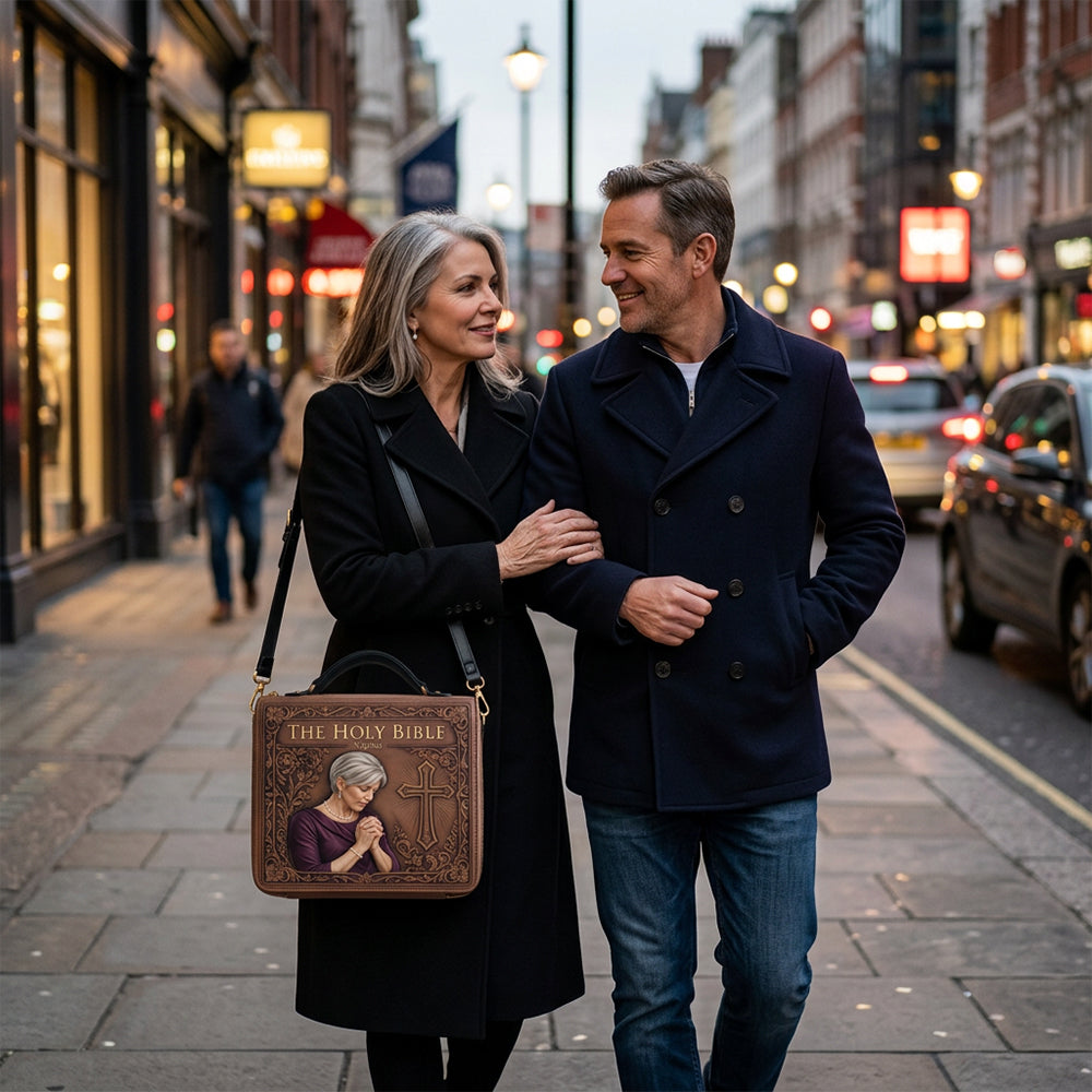 Personalisierte Foto Gebet junge Frau Leder Bibel Cover Tasche Christliches Geschenk