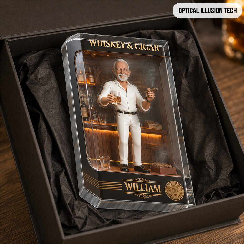 Personalisierte Acrylplakette für ältere schwarze Männer - Whiskey & Zigarren Geschenk