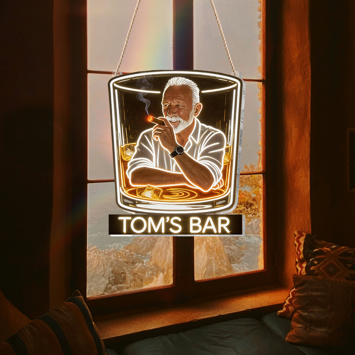 Personalisierte Erwachsene Latina Mann Whiskey Zigarre LED Acrylzeichen Bar Dekor