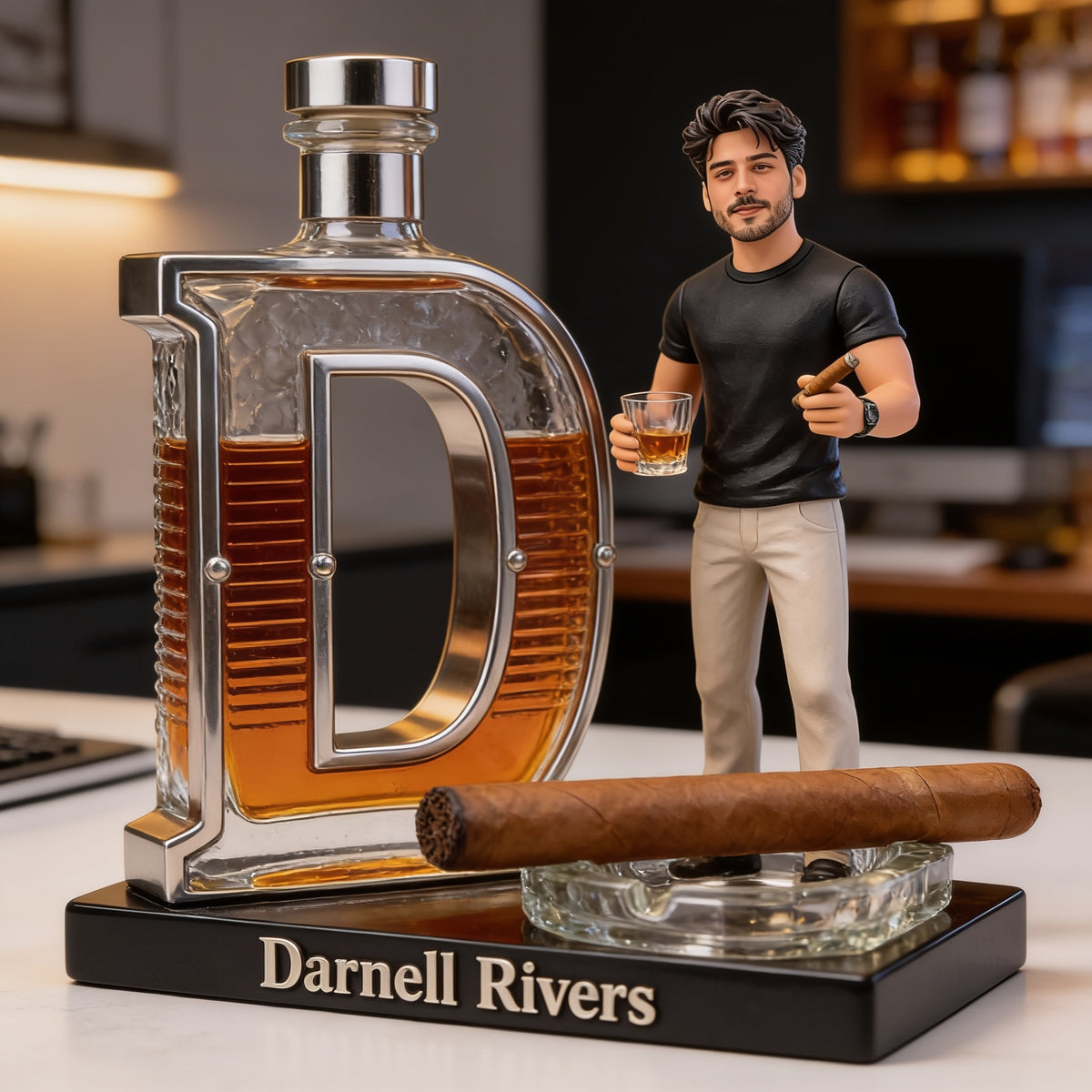 Personalisierte Foto Erwachsene Latina Mann Whiskey Zigarre Acrylplakette, Whiskey Liebhaber Geschenk
