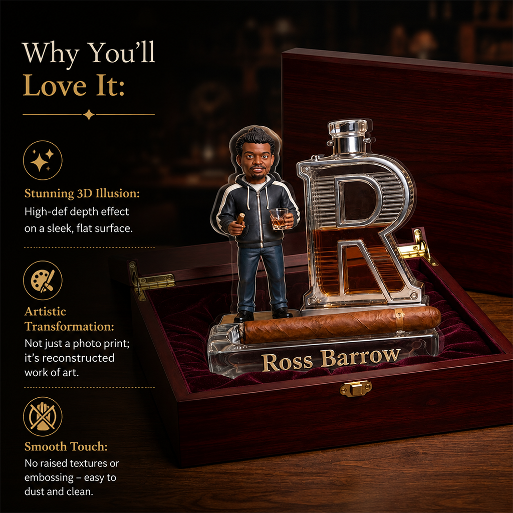Personalisierte Foto Erwachsene Latina Mann Whiskey Zigarre Acrylplakette, Whiskey Liebhaber Geschenk