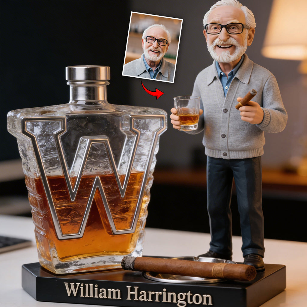 Custom Photo Older Black Man Whiskey Cigar Shaped Acrylic Plaque, Gift for Him
