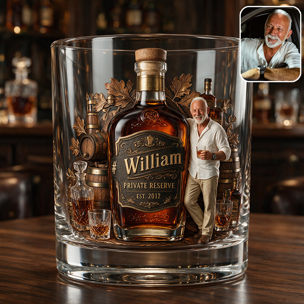 Personalized Casual Man Whiskey Glass Bourbon Lover Gift