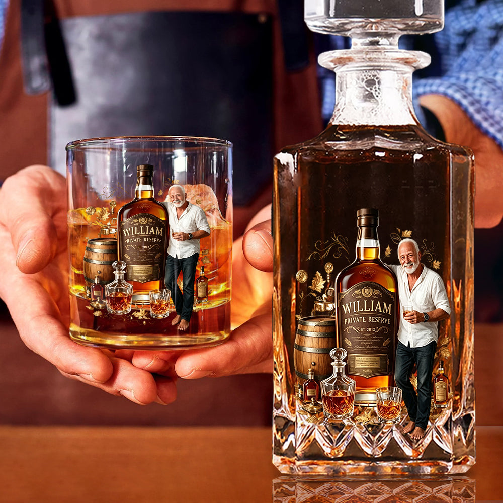 Personalized Casual Man Whiskey Glass Bourbon Lover Gift