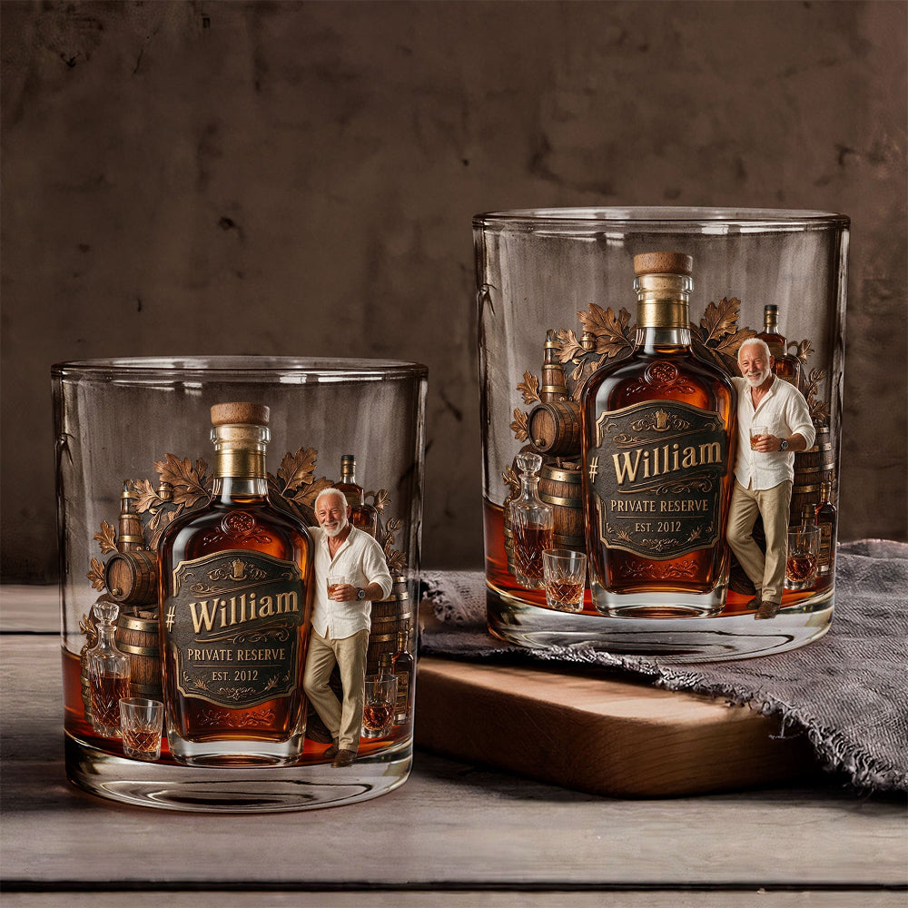 Personalized Casual Man Whiskey Glass Bourbon Lover Gift