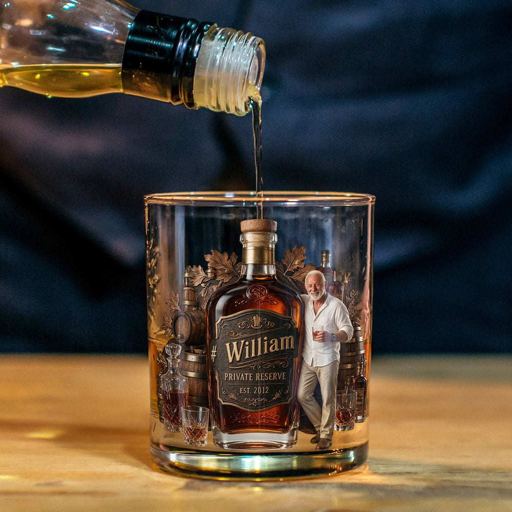 Personalized Bearded Black Man Whiskey Glass Bourbon Lover Gift