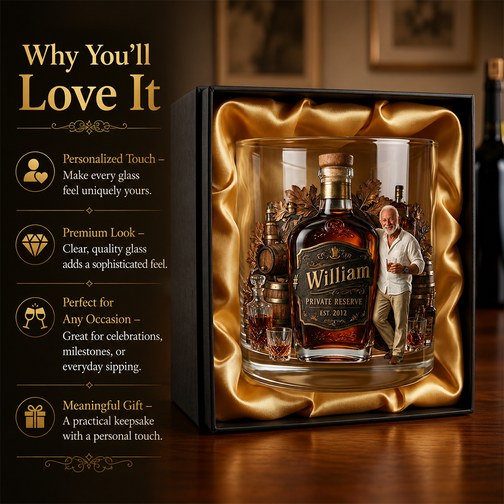 Personalized Casual Man Whiskey Glass Bourbon Lover Gift