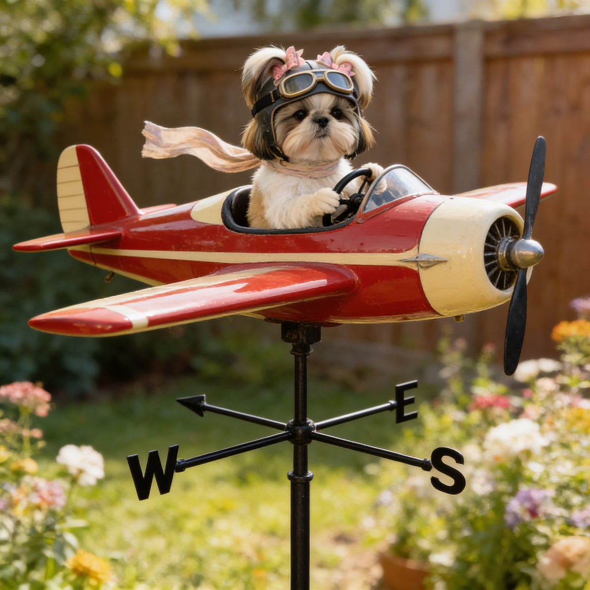 Custom Photo Shih Tzu Pilot Weather Vane Pet Lover Garden Decor Gift