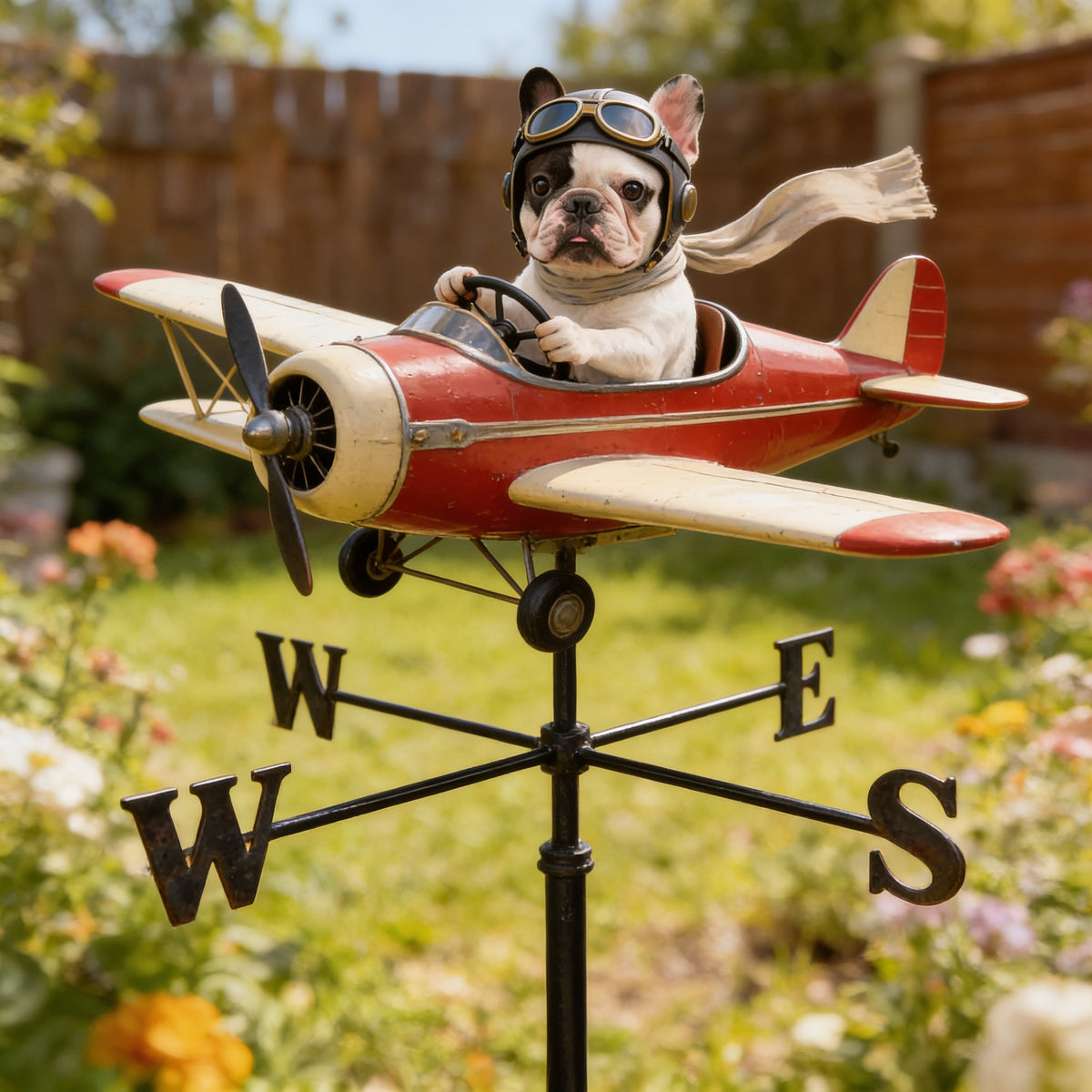Custom Photo English Bulldog Pilot Weather Vane Pet Lover Garden Decor