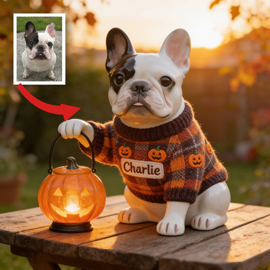 Personalized Fall French Bulldog Solar Acrylic Light Garden Decor