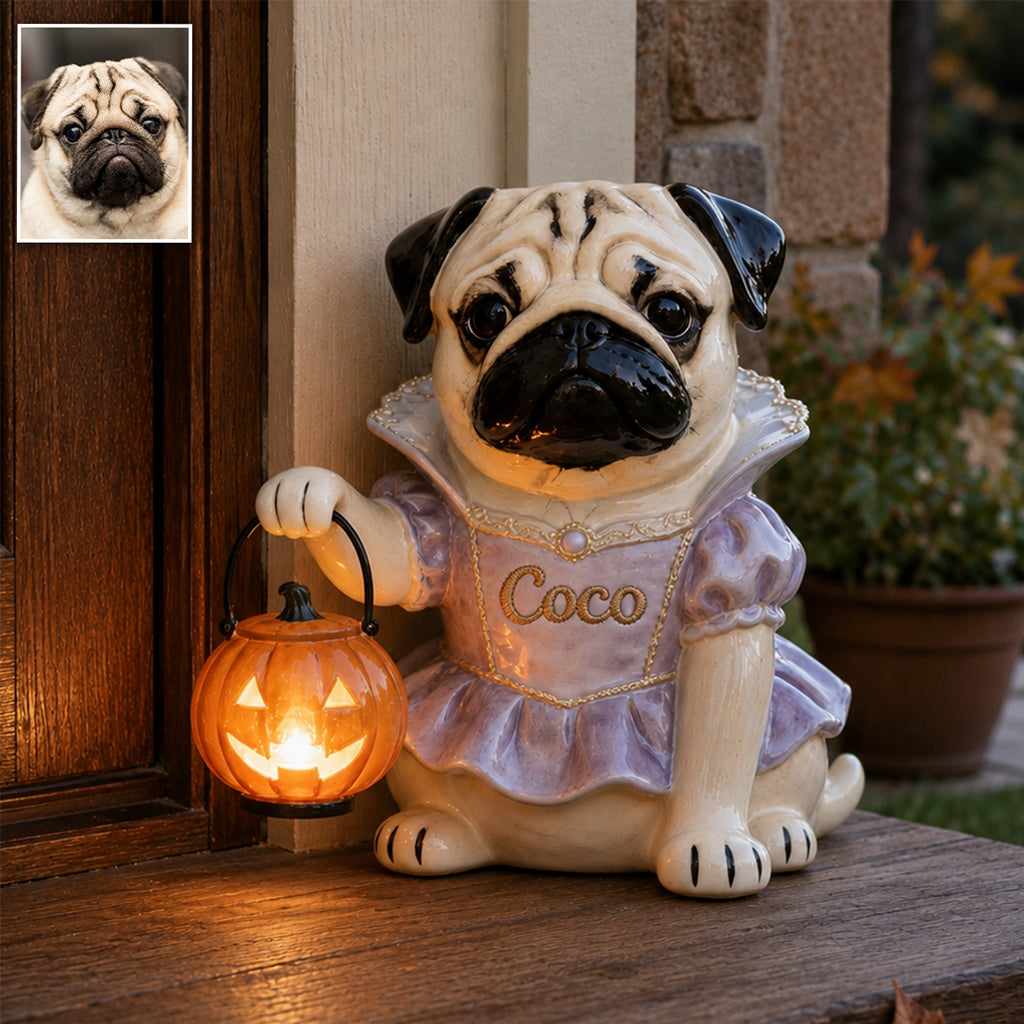 Personalized Fall Cute Shih Tzu Solar Acrylic Light Garden Decor Gift