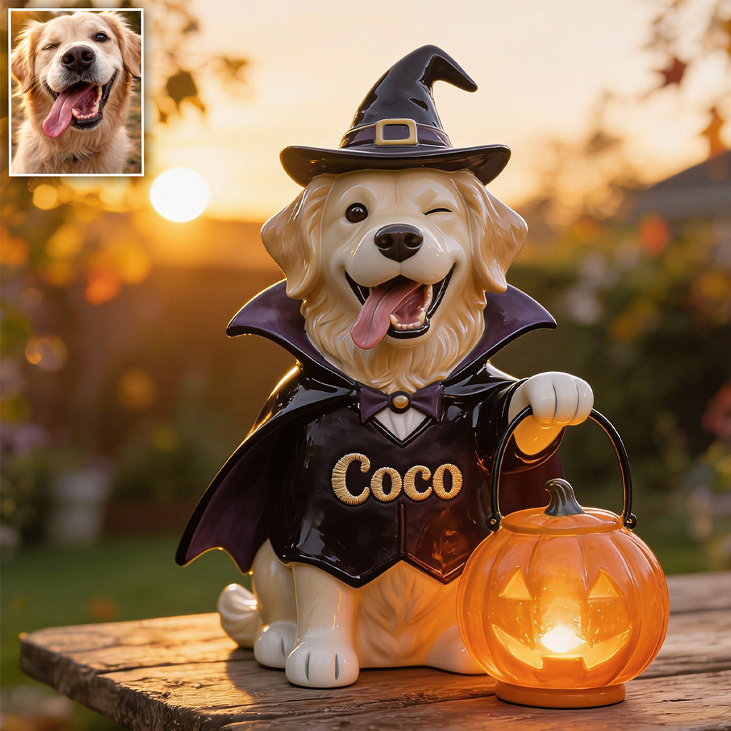 Personalized Fall Black and Tan Dachshund Solar Acrylic Light Garden Decor