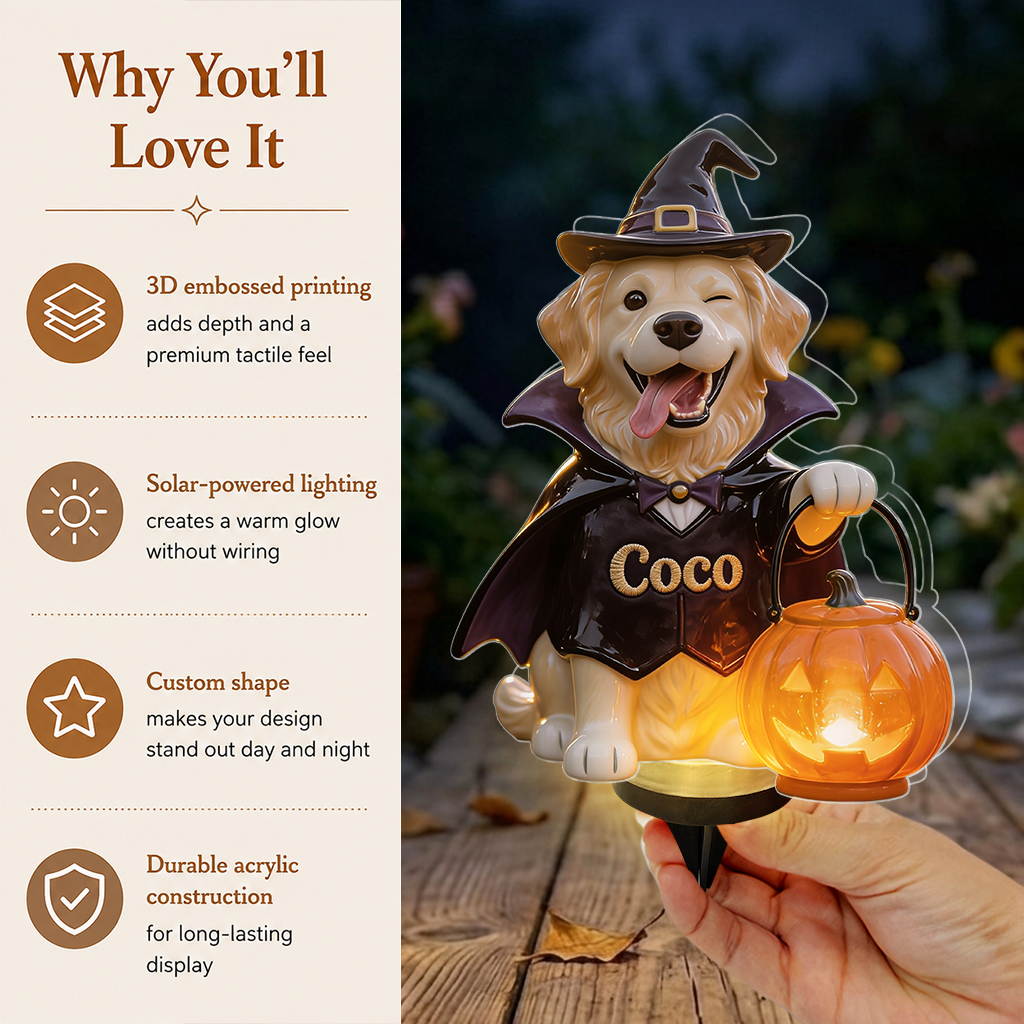 Personalized Fall Border Collie Solar Acrylic Light Garden Decor
