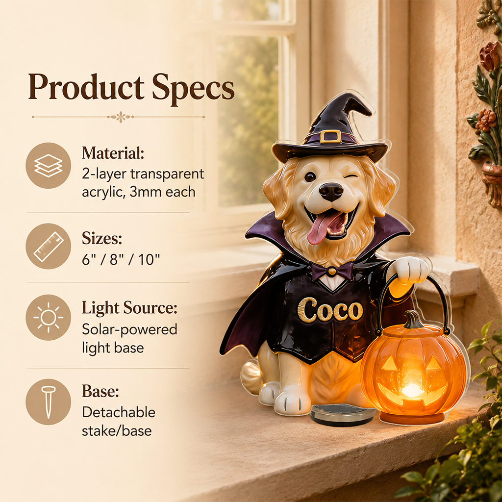 Personalized Fall Labrador Retriever Solar Acrylic Light Garden Decor