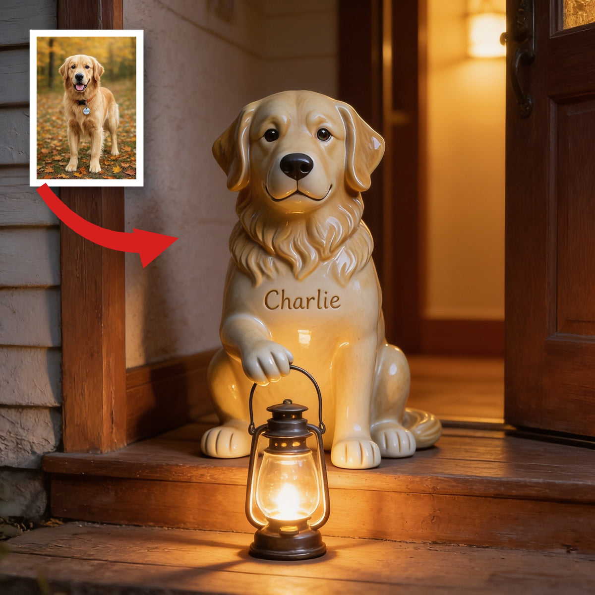 Personalized Light Golden Retriever Solar Acrylic Light Garden Decor