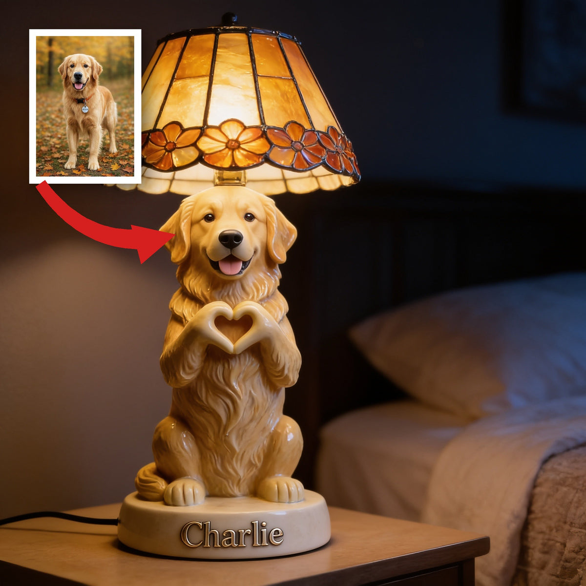 Personalized Golden Retriever LED Night Light Pet Lover Home Decor Gift