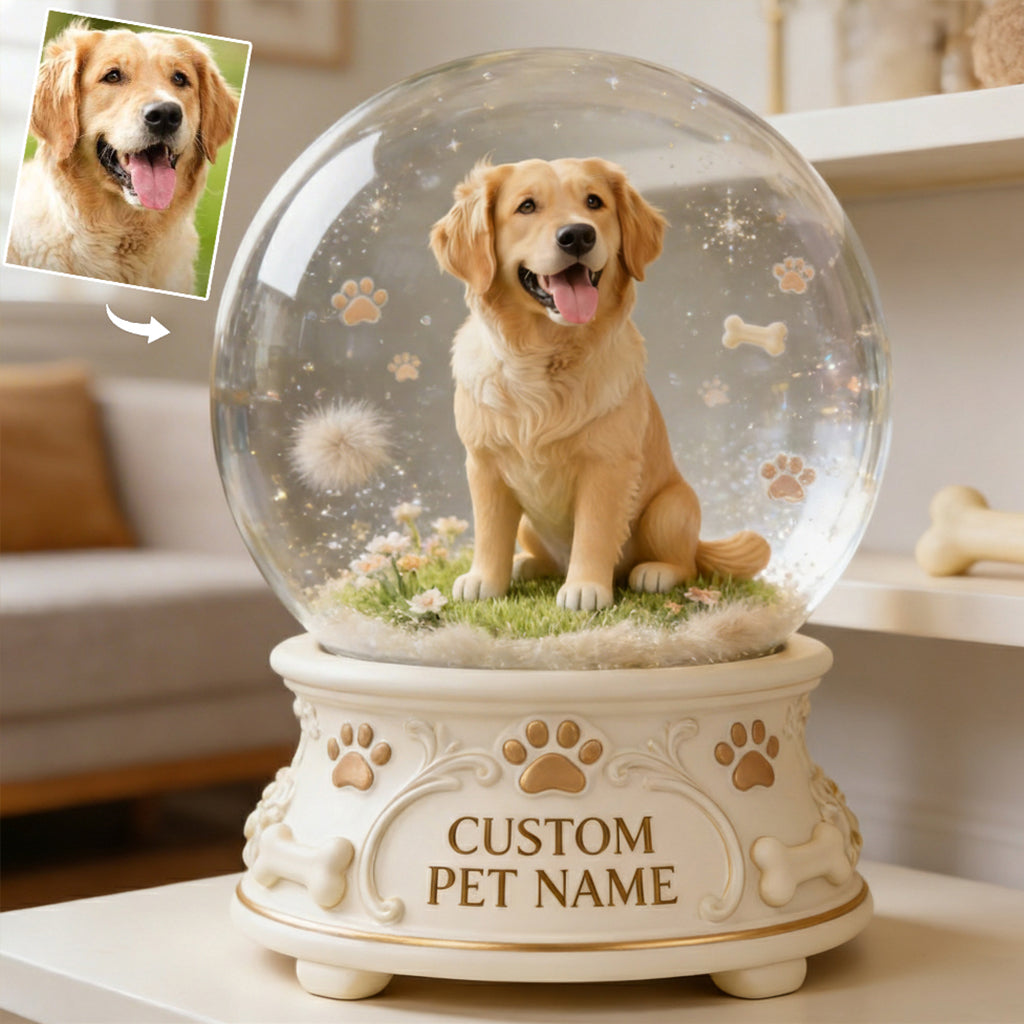 Personalized Wrinkly Fawn Pug Acrylic Snow Globe Table Decor, Dog Lover Gift