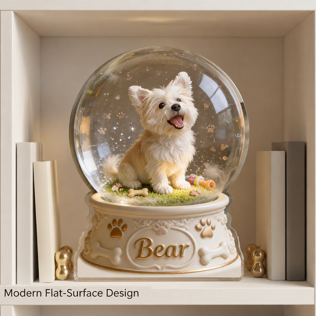 Personalized Wrinkly Fawn Pug Acrylic Snow Globe Table Decor, Dog Lover Gift