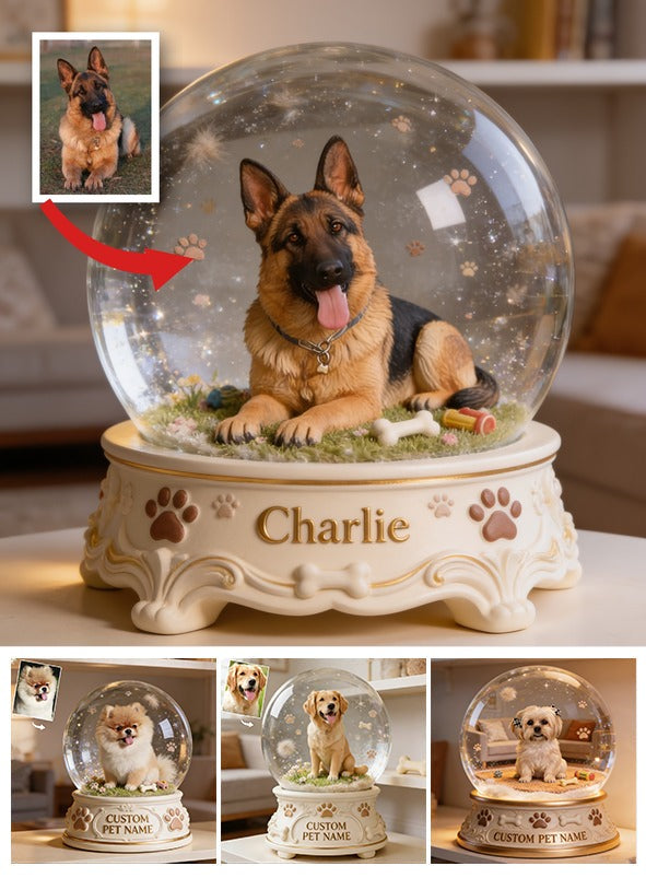 Personalized German Shepherd Acrylic Snow Globe Table Decor Dog Lover Gift