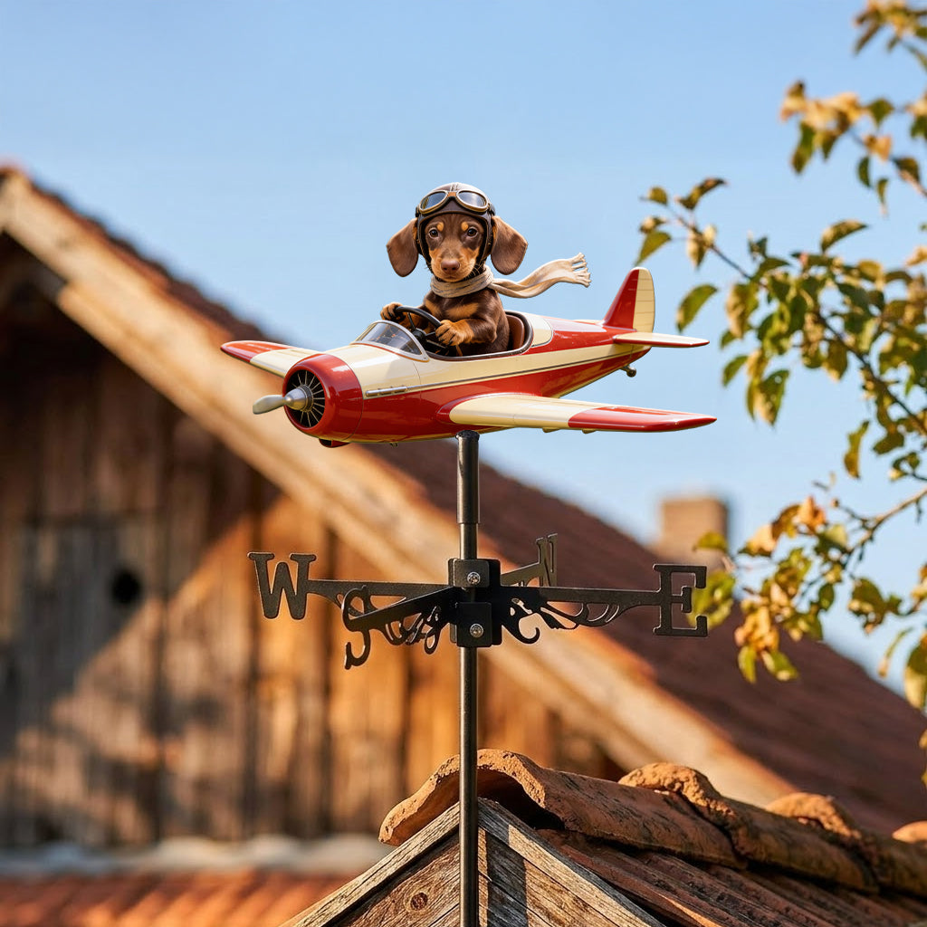 Custom Photo Curly Poodle Pilot Weather Vane Garden Pet Lover Gift