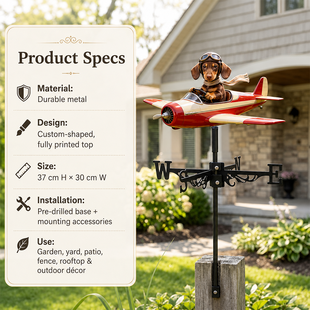 Custom Photo Yellow Labrador Retriever Pilot Weather Vane Pet Lover Garden Gift