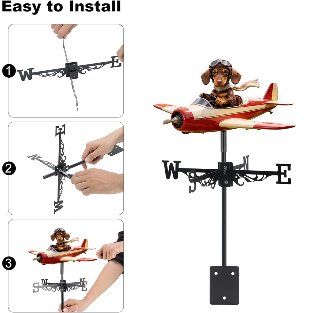 Custom Photo Border Collie Pilot Airplane Weather Vane, Garden Pet Lover Gift