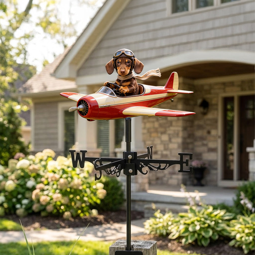 Custom Photo Border Collie Pilot Airplane Weather Vane, Garden Pet Lover Gift