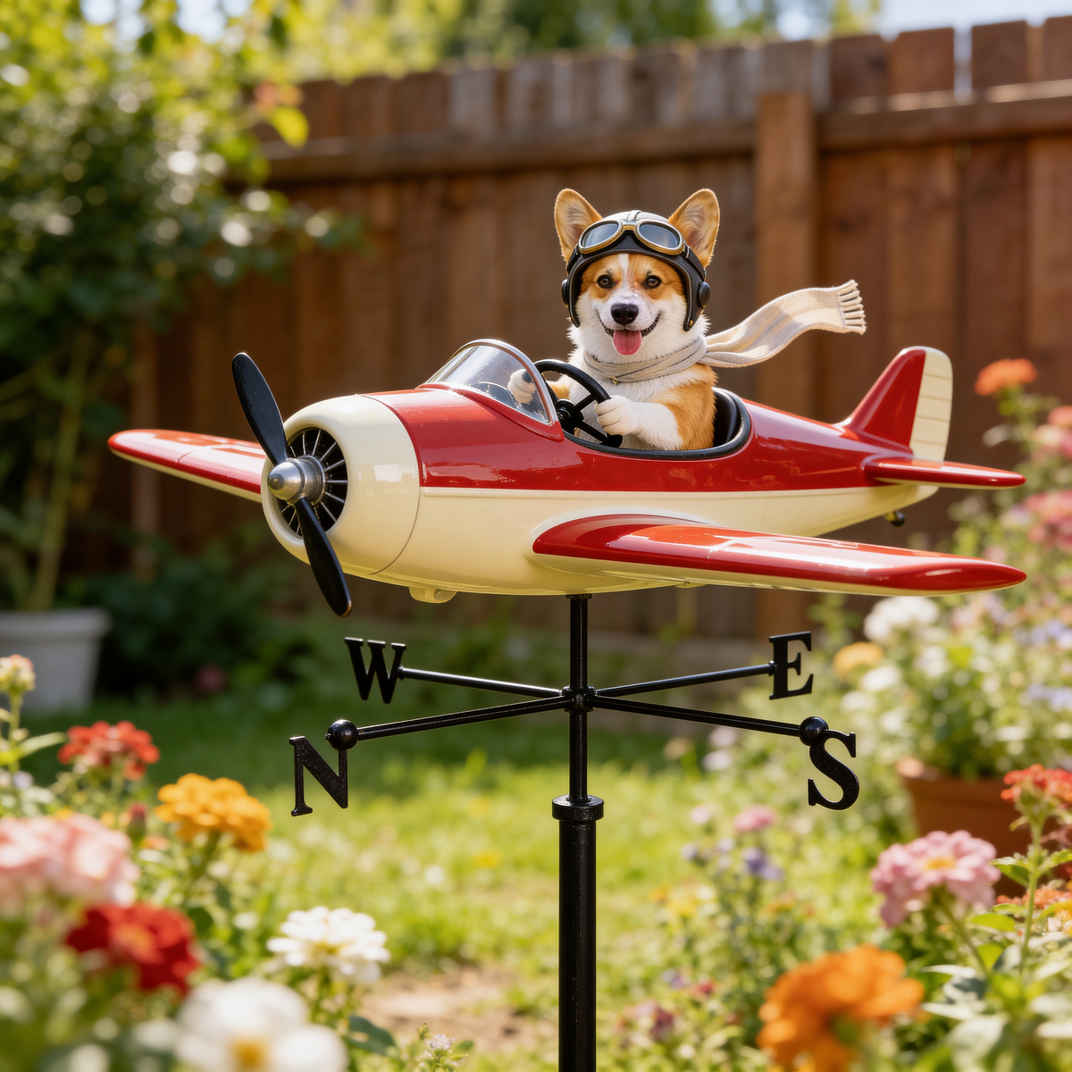 Custom Photo Border Collie Pilot Airplane Weather Vane, Garden Pet Lover Gift