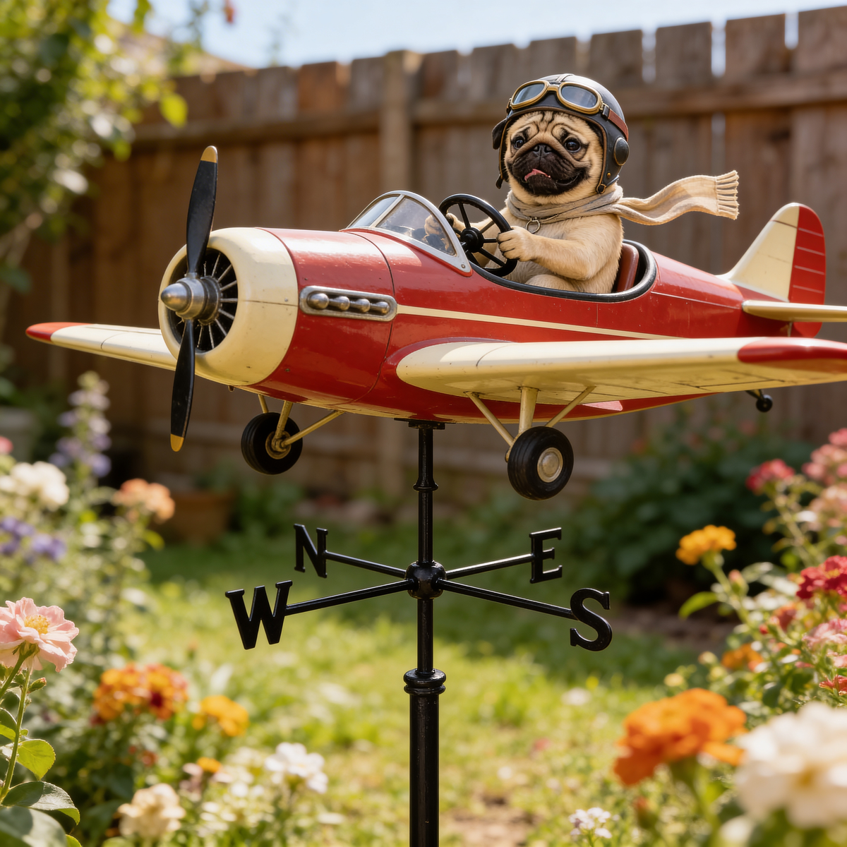 Custom Photo Pilot Shiba Inu Weather Vane, Pet Lover Garden Decor Gift