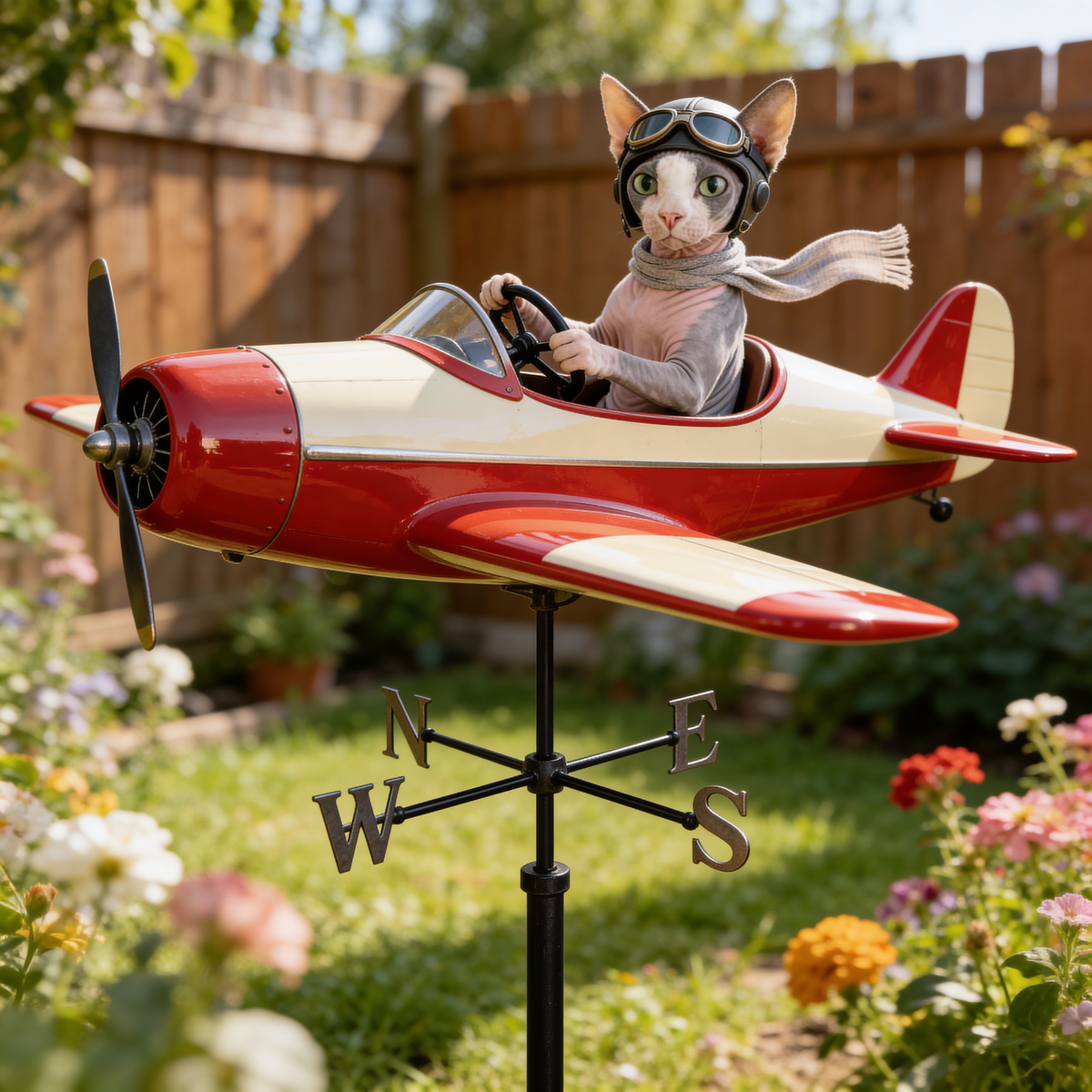 Custom Photo Cute Chihuahua Pilot Weather Vane, Garden Pet Lover Gift