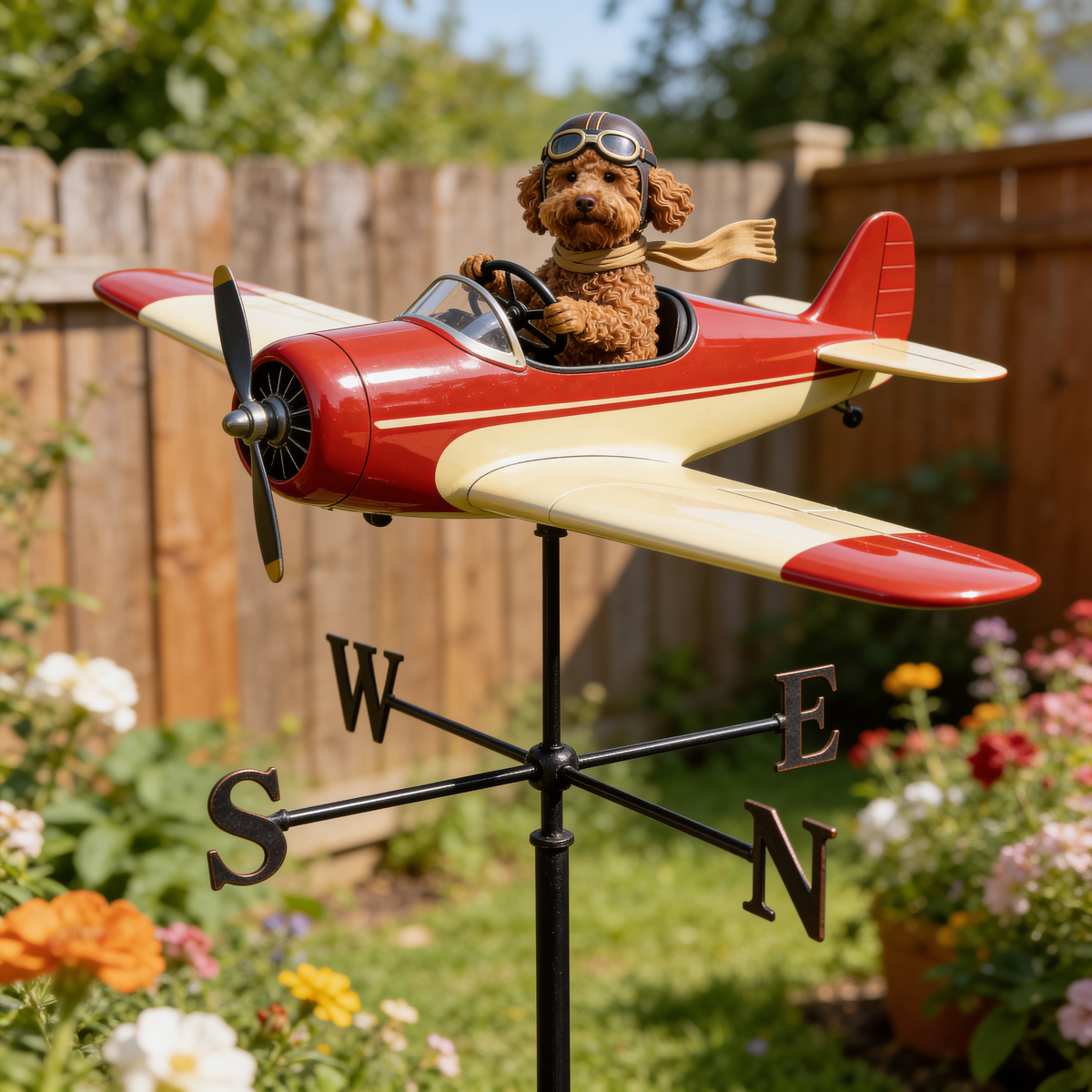 Custom Photo Dachshund Pilot Airplane Weather Vane Pet Lover Garden Decor