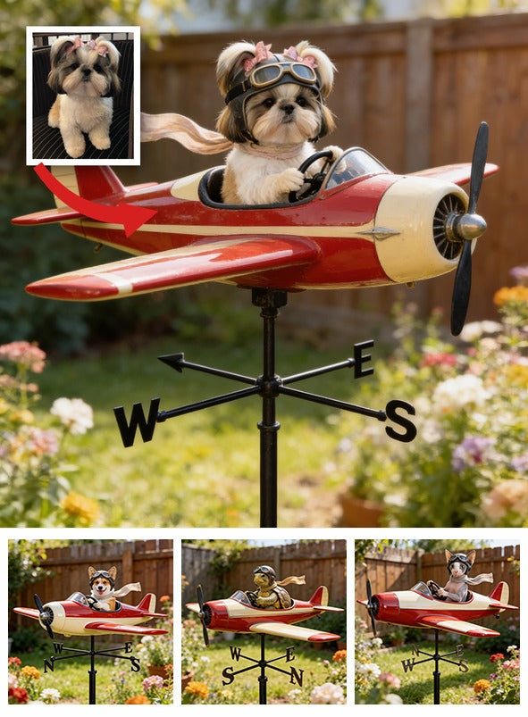 Custom Photo Shih Tzu Pilot Weather Vane Pet Lover Garden Decor Gift