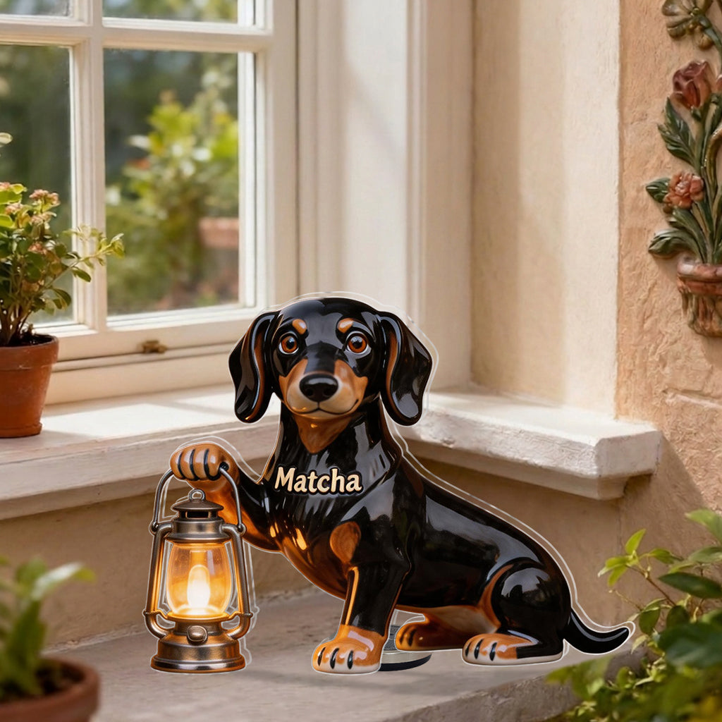 Personalized Cream Labrador Retriever Solar Acrylic Light Dog Lover Garden Decor Gift
