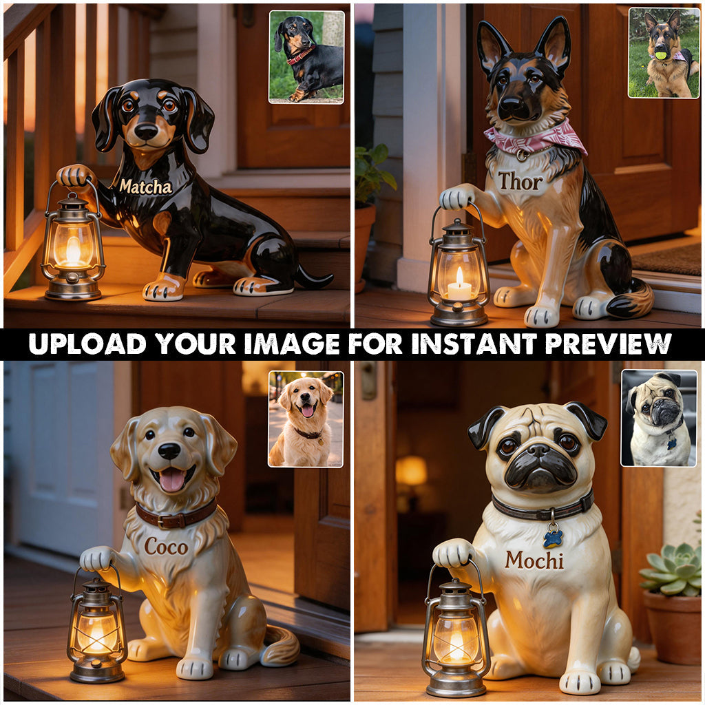 Personalized Sitting Fawn Pug Solar Acrylic Light Garden Decor Dog Lover Gift