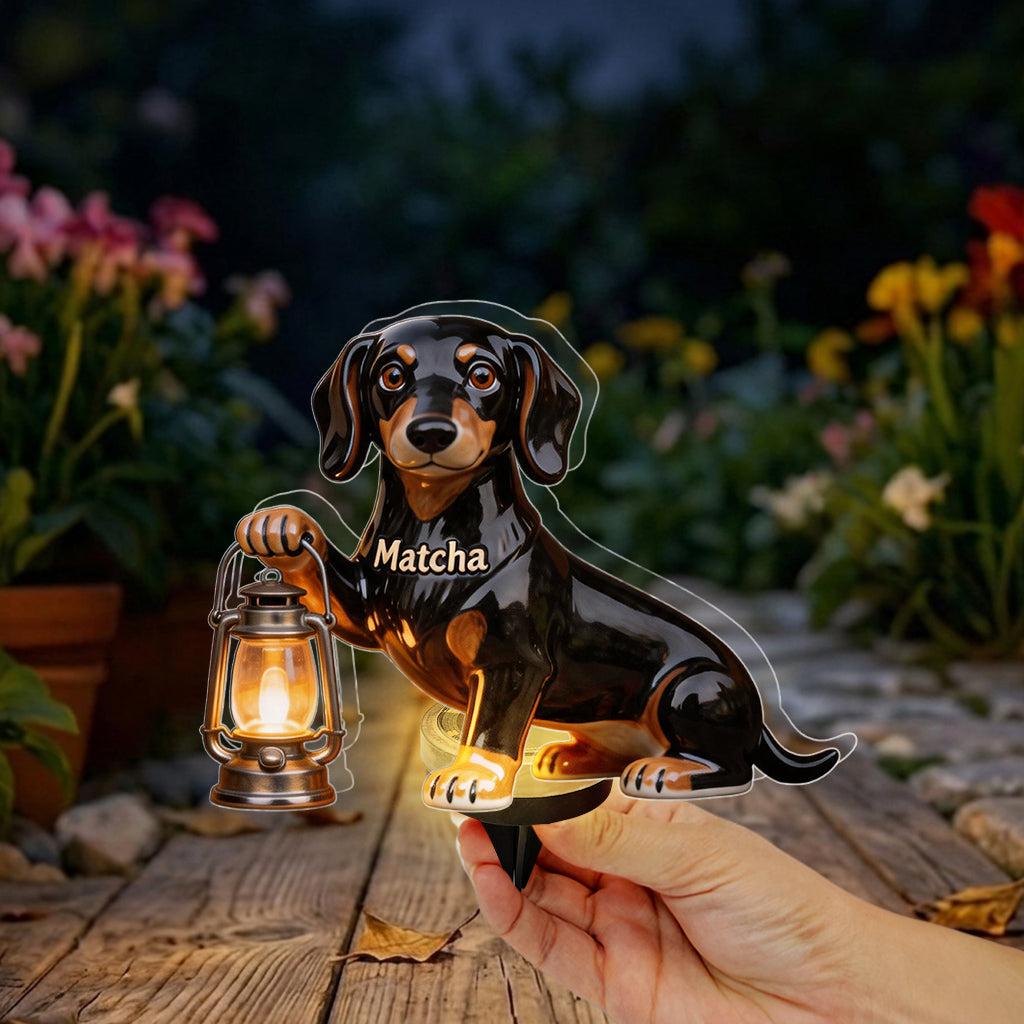Personalized Light Tan Chihuahua Solar Acrylic Light Dog Lover Garden Decor