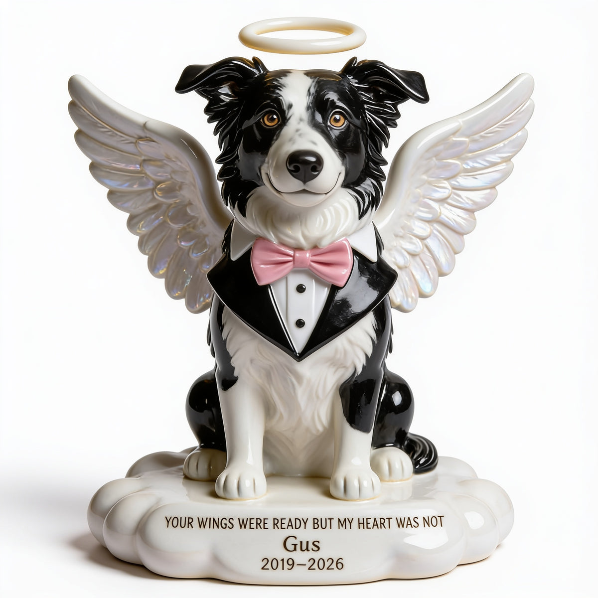 Custom Photo Border Collie Angel Memorial Shaped Acrylic Plaque Pet Loss Gift