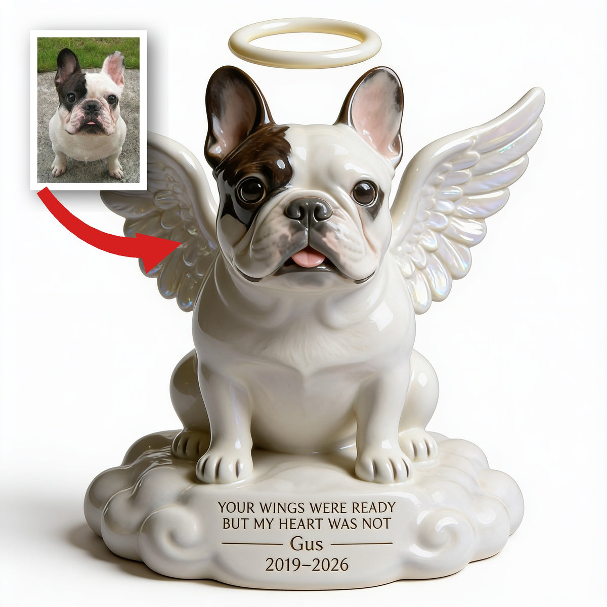 Personalisierte Foto Engel Französische Bulldogge Gedenktafel