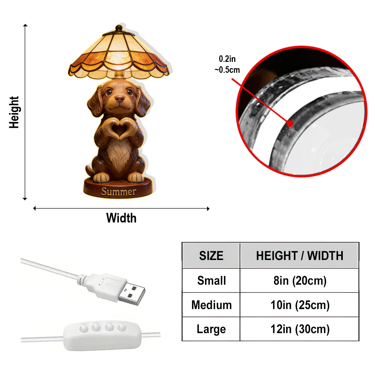 Personalized Cute Dachshund Puppy LED Night Light Dog Lover Home Decor Gift