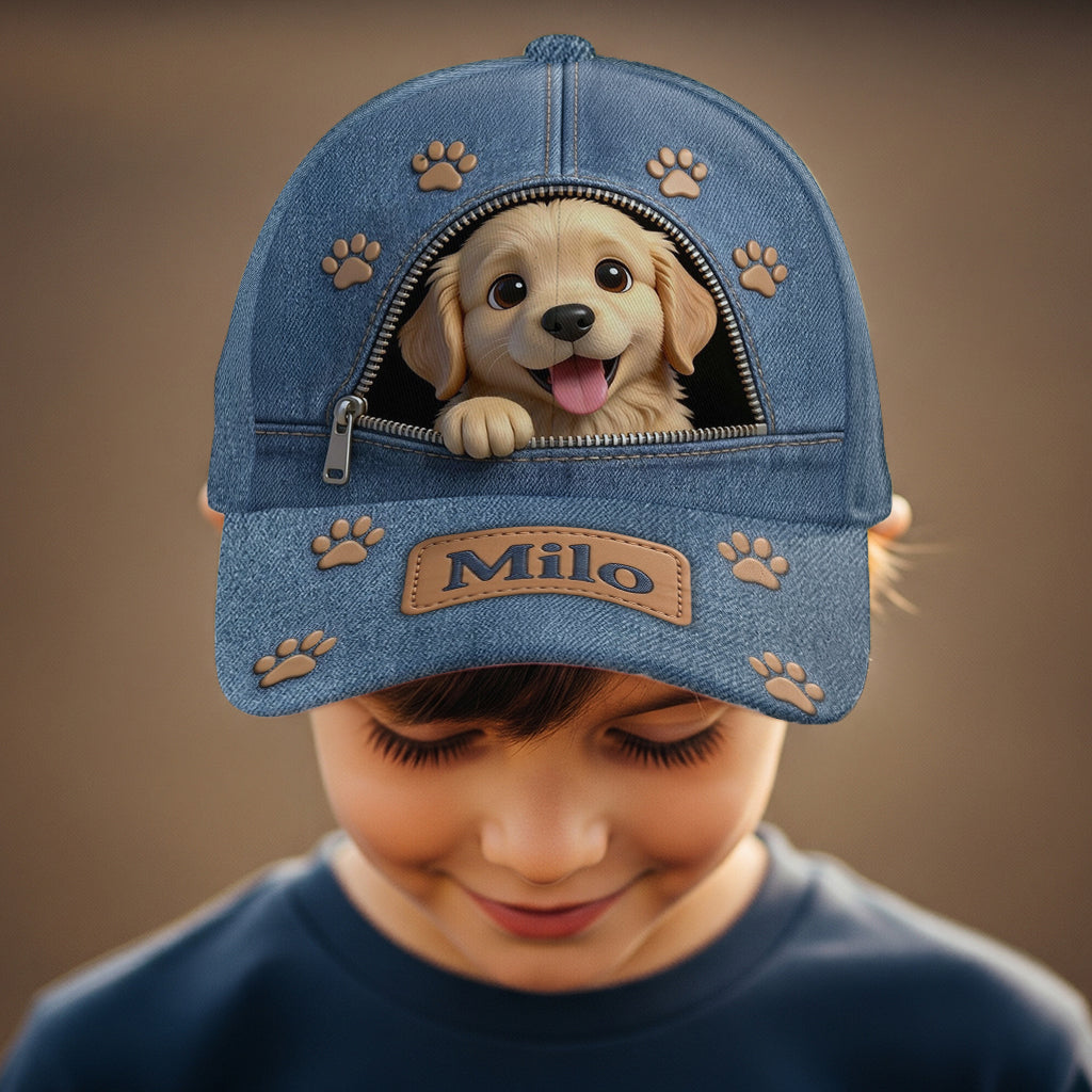 Custom Photo Golden Retriever Puppy Classic Cap Dog Lover Gift