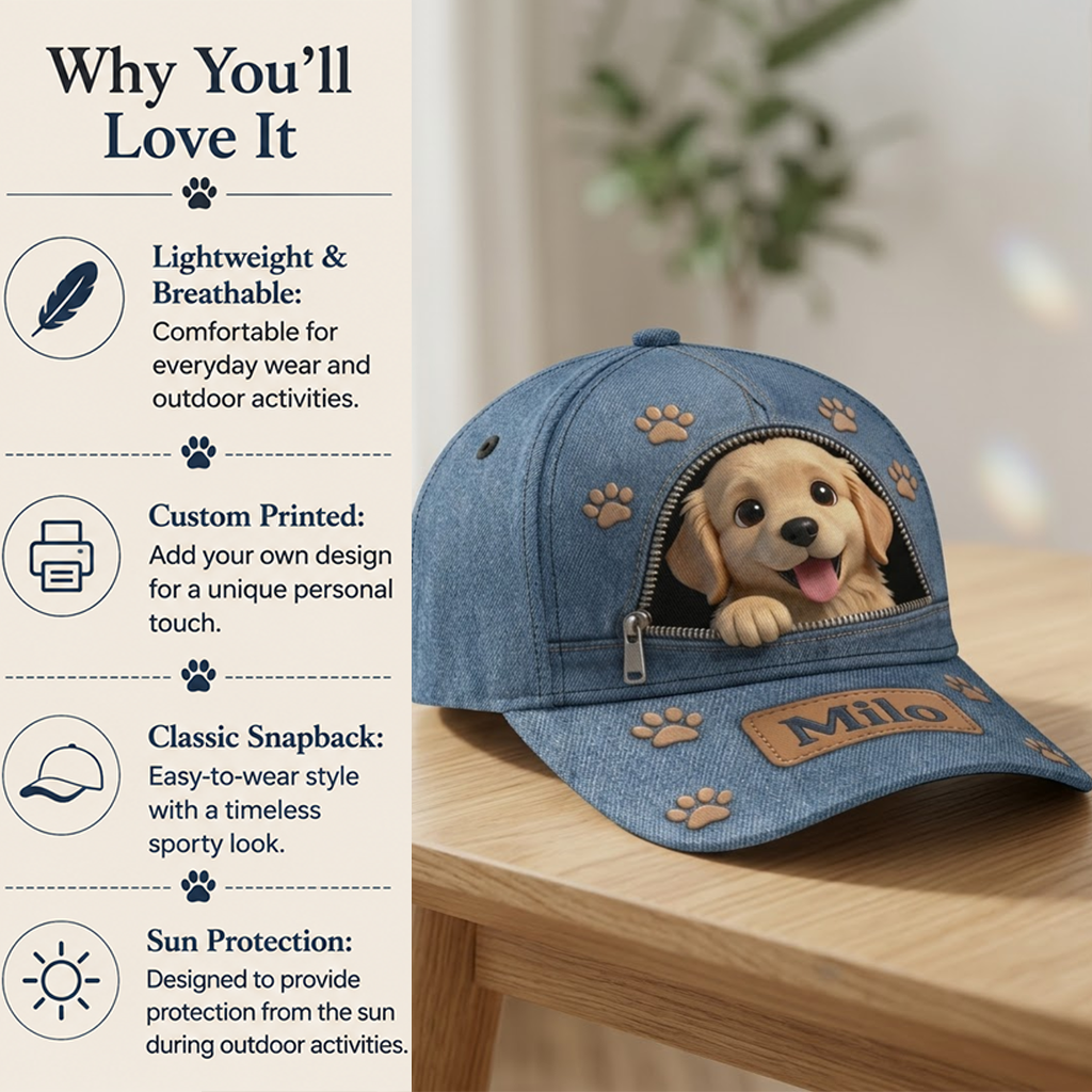 Custom Photo Fluffy Blue-Eyed Siberian Husky Classic Cap Dog Lover Gift