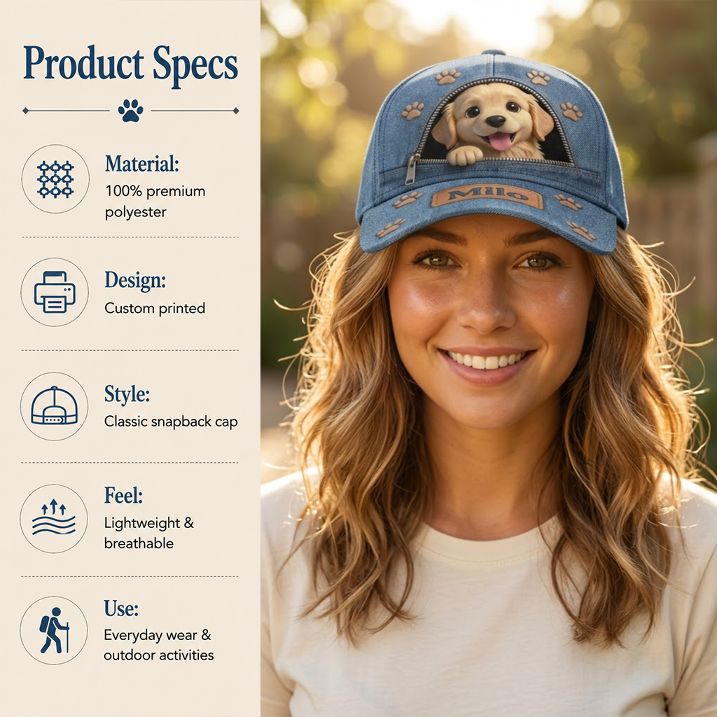 Custom Photo Cute French Bulldog Classic Cap Dog Lover Gift