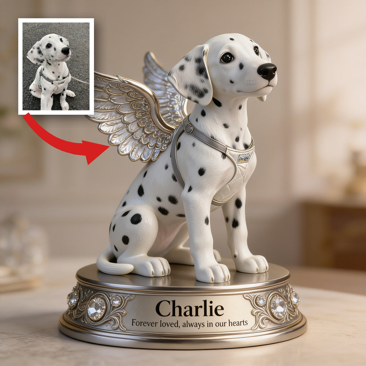 Personalized Angel Dalmatian Puppy Shaped Acrylic Plaque Pet Memorial Gift