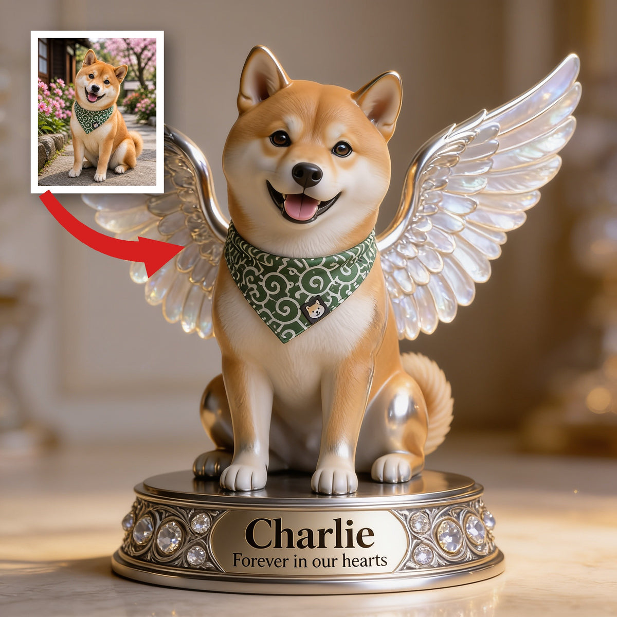 Personalized Angel Shiba Inu Custom Shaped Acrylic Plaque Pet Memorial Gift