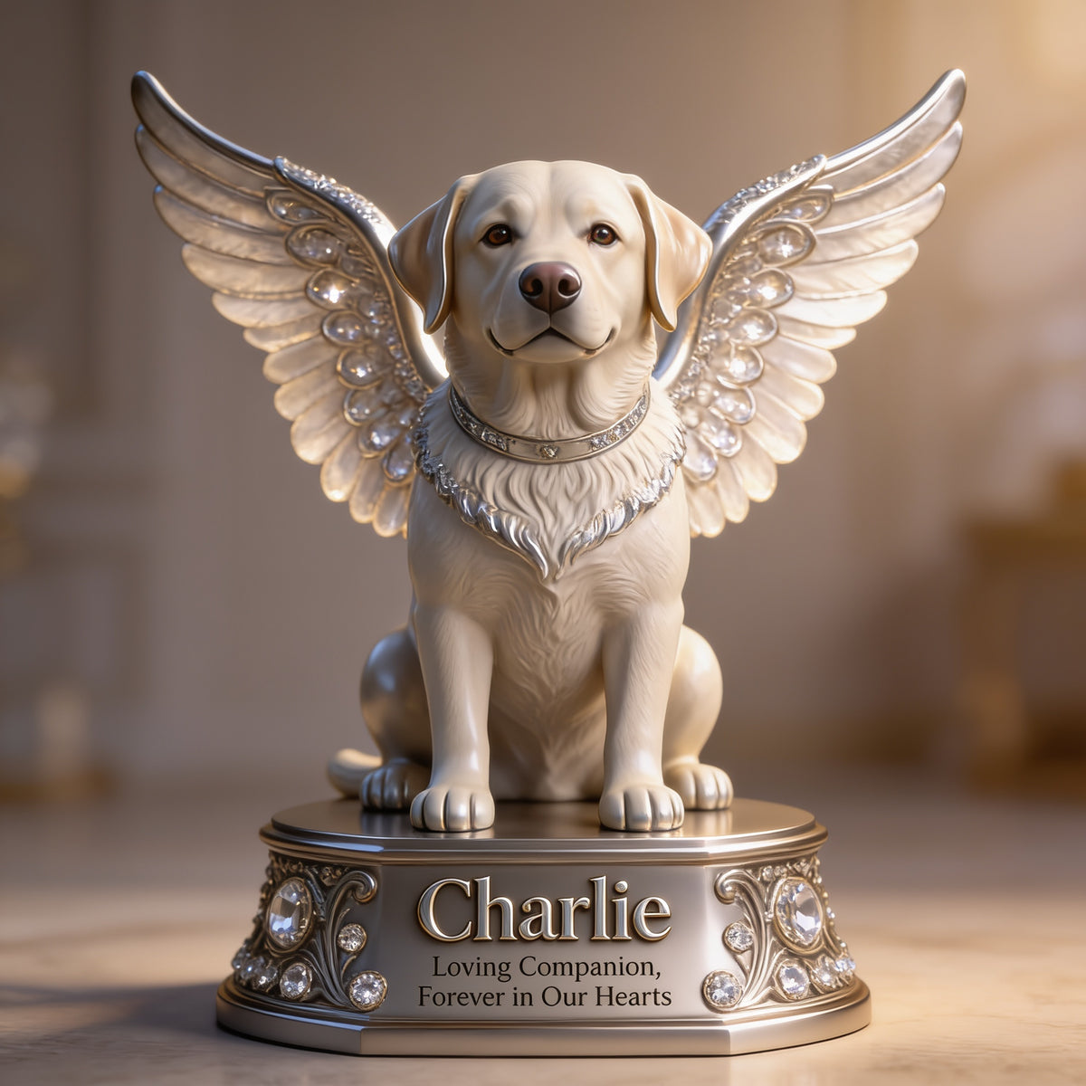 Personalized Light Golden Labrador Retriever Angel Custom Shaped Acrylic Plaque Pet Memorial Gift