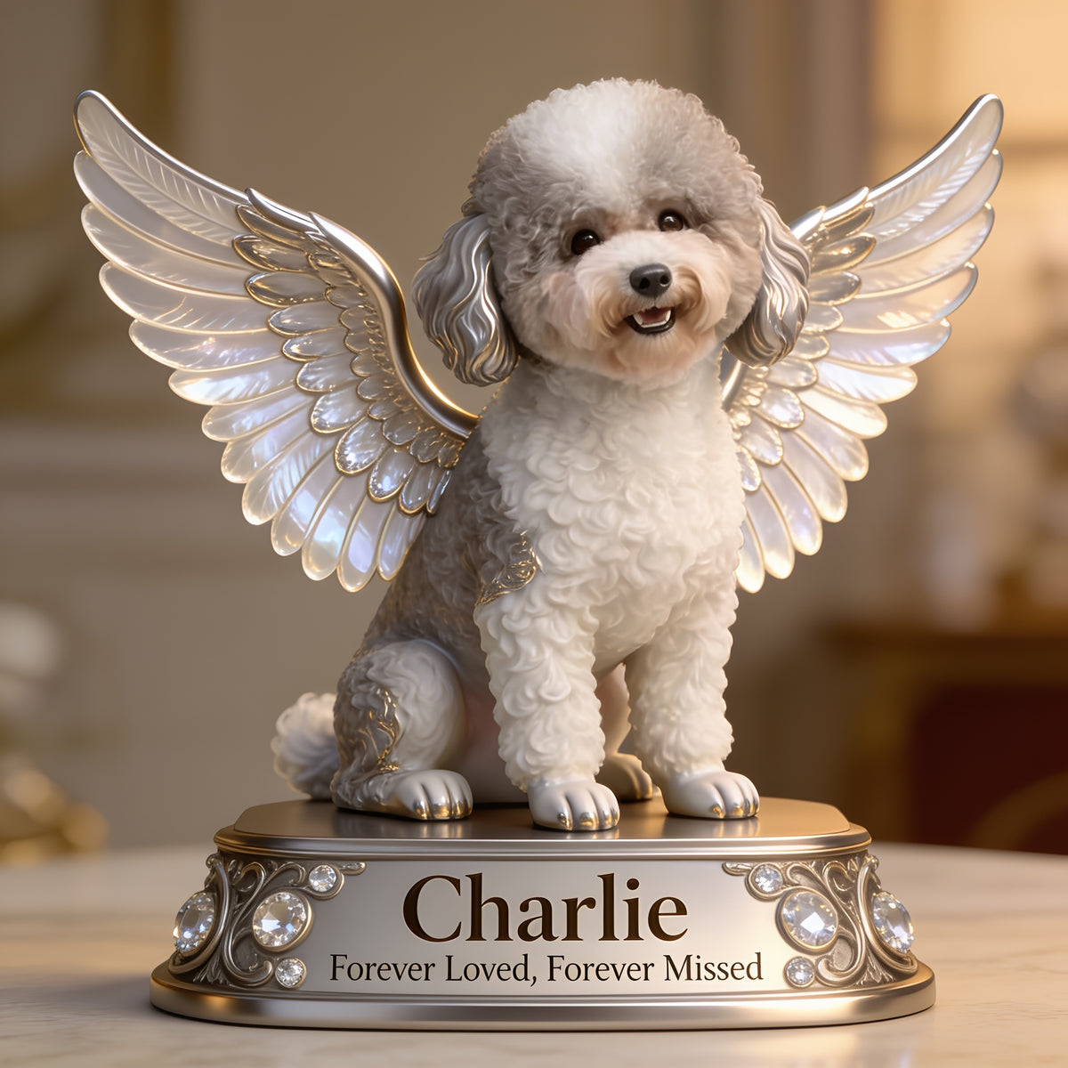 Personalized Angel Poodle Custom Shaped Acrylic Plaque Pet Memorial Gift