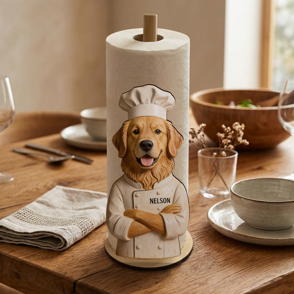 Personalized Shih Tzu Chef Paper Towel Stand Kitchen Decor Gift