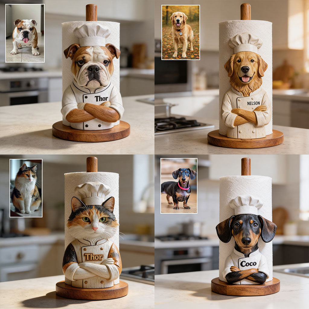 Personalized Chef Yorkshire Terrier Paper Towel Stand Kitchen Decor Gift